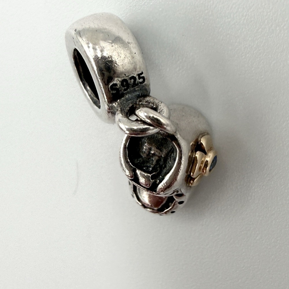 Pandora Sterling Silver Two Tone Baby Boy Bootie Shoe Dangle Bead Charm - Picture 6 of 6